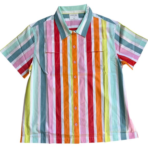 LAKE x Atlantic-Pacific Sadie Shorts Pajama Set Rainbow Stripe Size SMALL - Picture 4 of 10